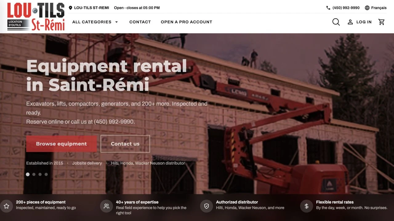Lou-Tils St-Rémi’s English website with its own logo and colours.