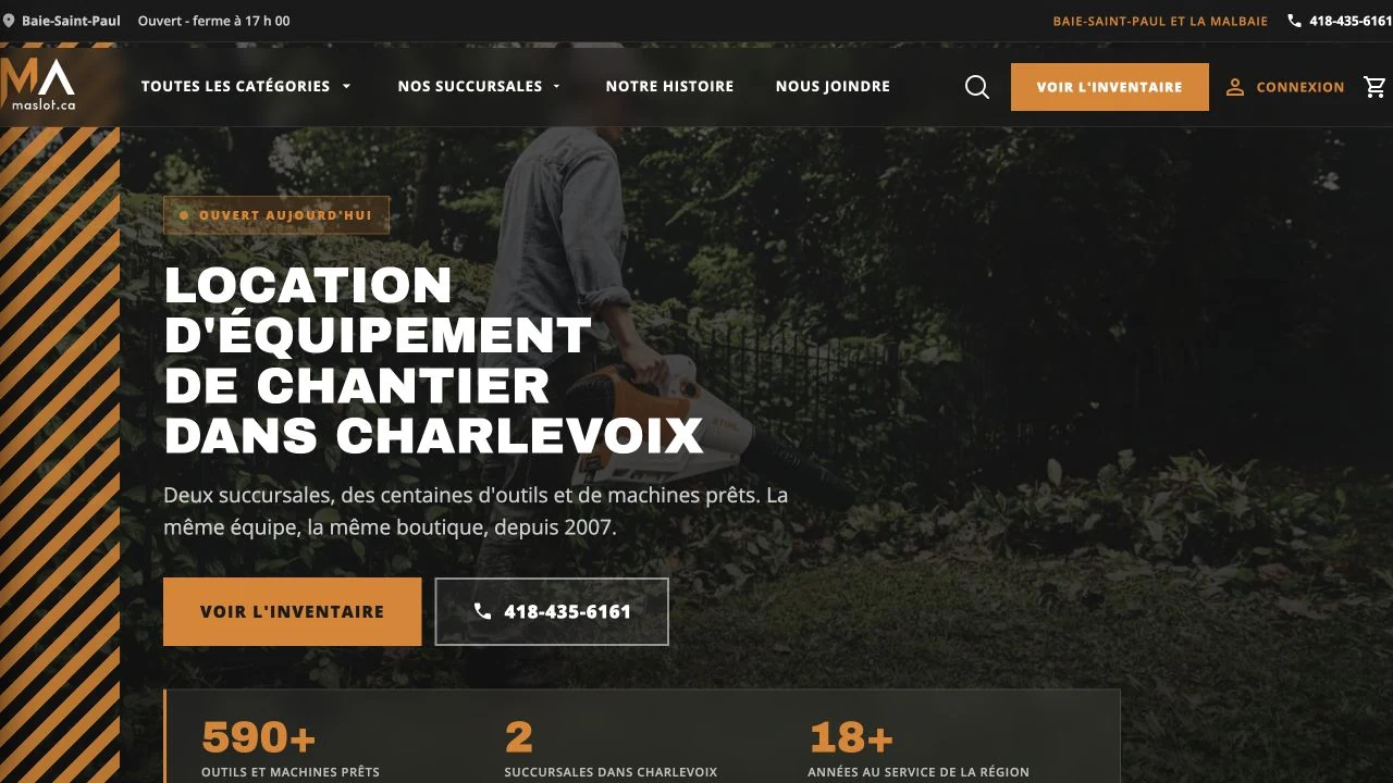 Maslot’s French website with its own logo and colours.